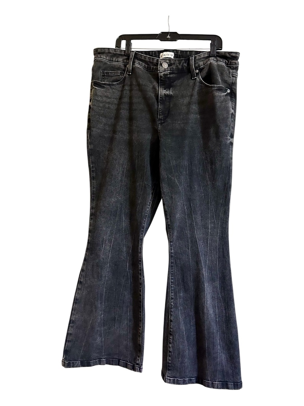 Ava & Viv Size 18 Black Stone Wash High Rise Flare Jeans NWOT
